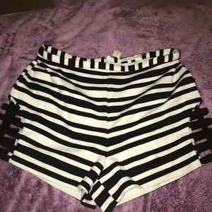 Black and White Stripe Shorts